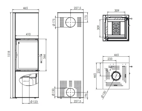 Kominek, piec stalowy wolnostojący Hitze SIGA S 6,5 kW