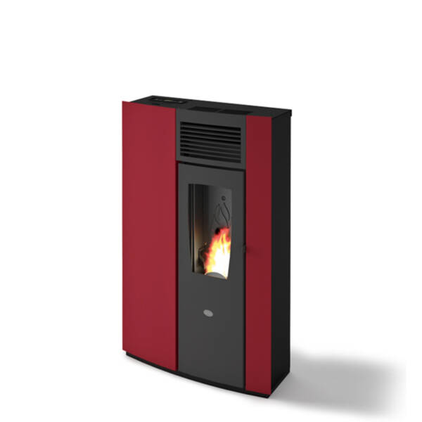 Piec na pellet Eva Calor Perla 7,5 kW typu slim, kolor czerwony