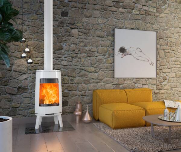 PIEC PIECYK KOMINEK ŻELIWNY NA NOGACH OPALANY DREWNEM DOVRE BOLD 7 KW EKOPROJEKT - BIAŁY