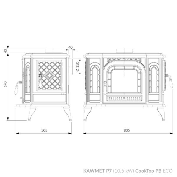 KAWMET P7 (10,5 kW) CookTop PB ECO12 - rysunek techniczny