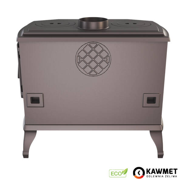 Żeliwna koza wolnostojąca na drewno z fajerkami i bocznym załadunkiem KAWMET P7 (10,5 kW) CookTop PB ECO13 - 6